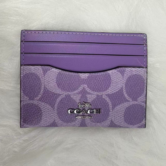 Coach Slim Id Card Case In Signature Canvas CZ286 In Silver/Iris - Picture 1 of 2